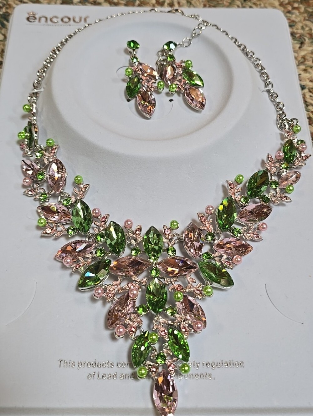 Glass Crystal Rhinestone Necklace Earrings Set Prom Pageant Costume Jewelry New